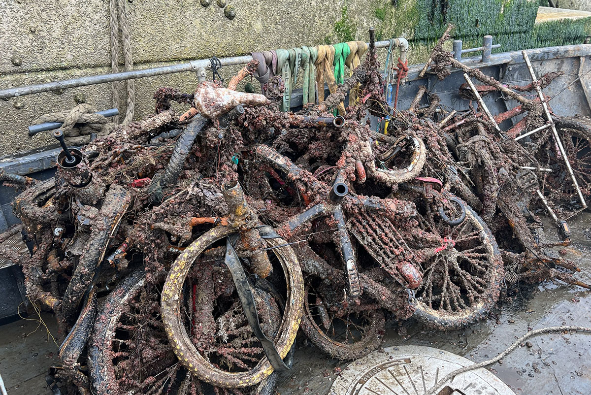 Bicycles recovered from the sea off Mutton Cove [1000 Tyres Project]